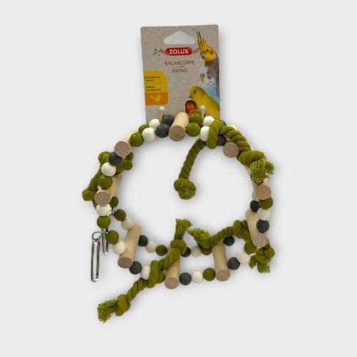 ZOLUX #134011 Wooden Wheel Swing and Rope BIRD TOY...