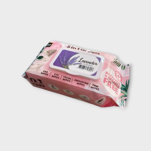 Kit Cat Wet Wipes 5 in 1 Lavender كت كات منادیل مع...