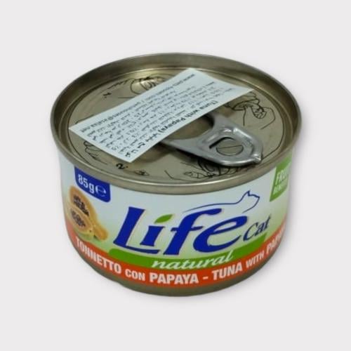 Life cat TUNA with PAPAYA 85g معلبات أكل قطط