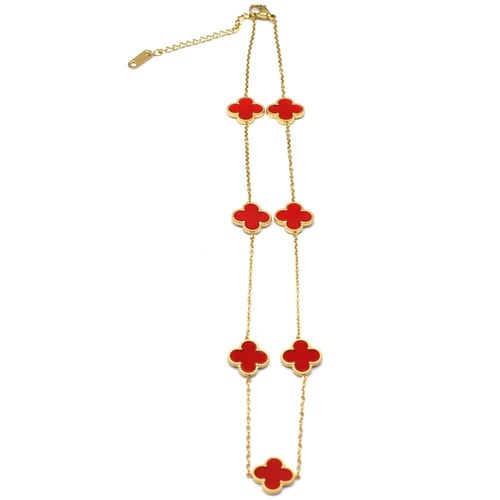 سلسال كليف وردة كلوفر عدد 7 وردات دبل فيس مطلي ذهب...