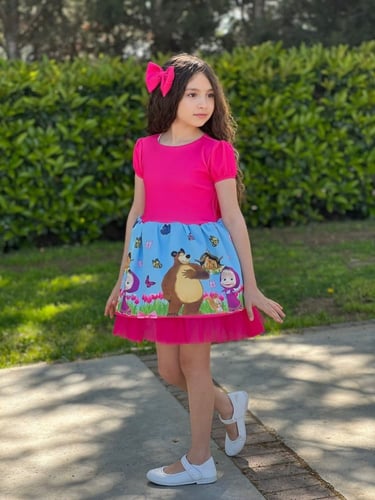 فستان بنات - ماشا والدب الفاخر