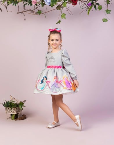 فستان بنات -أميرات ديزني الفاخر كم طويل