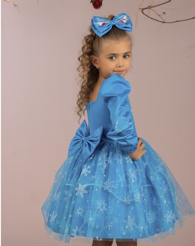 فستان بنات -فروزن الازرق الفاخر