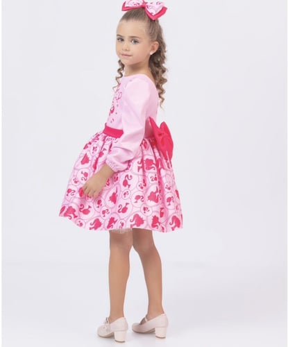 فستان بنات-باربي b كم طويل