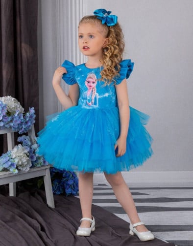 فستان بنات - السا فروزن الازرق