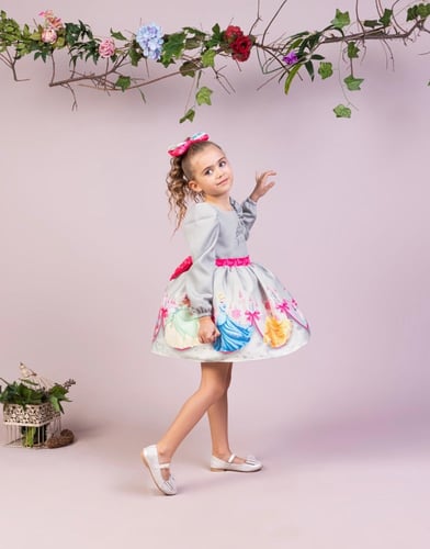 فستان بنات -أميرات ديزني الفاخر كم طويل