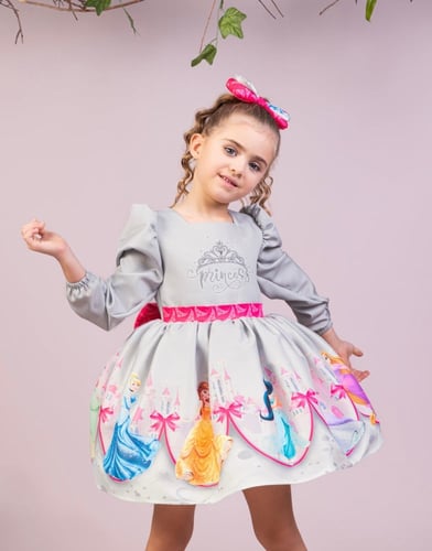 فستان بنات -أميرات ديزني الفاخر كم طويل