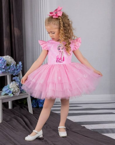 فستان بنات- السا فروزن وردي