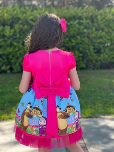 فستان بنات - ماشا والدب الفاخر