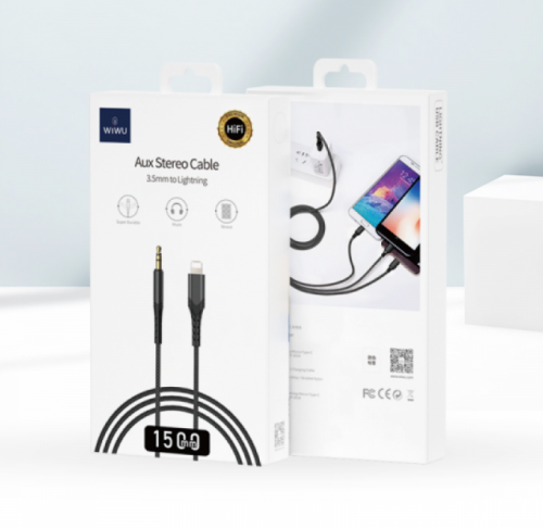 كيبل صوت من Type C الى AUX - اسود WIWU - 3.5MM AUD...