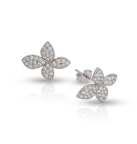 حلق ذهب تصميم وردة ذهب أبيض - عيار 18- 1.030 جرام...