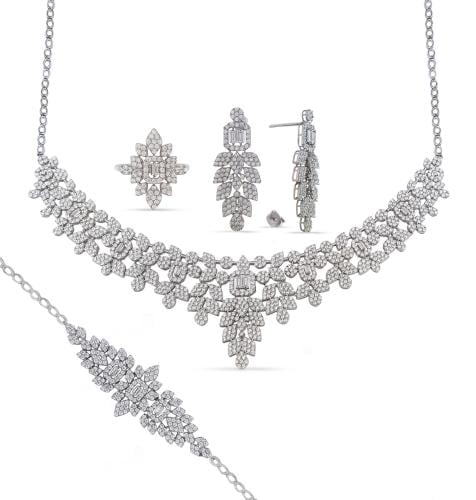 طقم ذهب ابيض - عيار 18- 34.470 جرام تقريباً