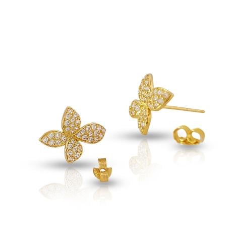 حلق ذهب تصميم وردة انيق - عيار 18-1.010 جرام تقريب...