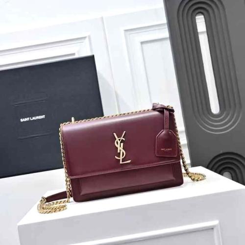 شنطة كتف فاخرة بسلسلة معدنية – ستايل YSL كلاسي