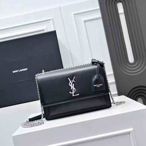 شنطة كتف فاخرة بسلسلة معدنية – ستايل YSL كلاسي