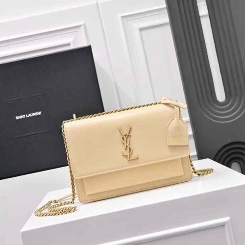 شنطة كتف فاخرة بسلسلة معدنية – ستايل YSL كلاسي
