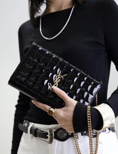 شنطة YSL كيت جلد تمساح – بوردو اسود