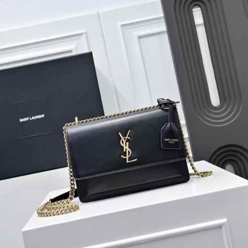 شنطة كتف فاخرة بسلسلة معدنية – ستايل YSL كلاسي