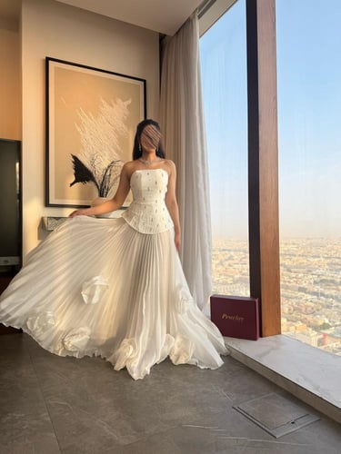 فستان سهره ابيض بكريستالات