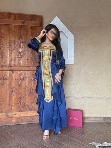 جلابية التأسيس ازرق وذهبي