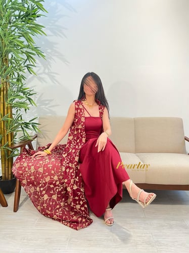 جلابية عنابي كت قطعتين