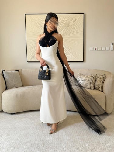 فستان سهره ابيض واسود