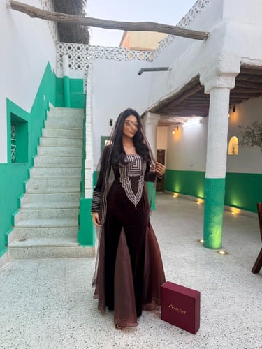 فستان سمر تراثي مطرّز مخمل