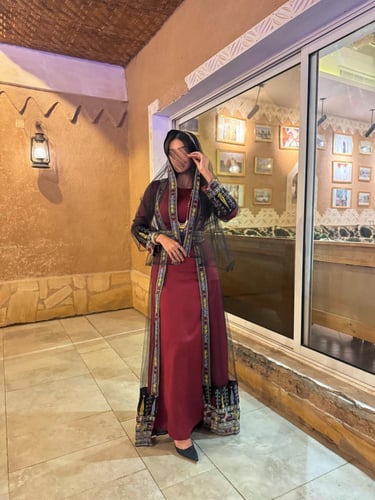 طقم جلابية التأسيس – عنّابي التراث