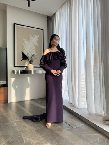 فستان سهره موف باكمام طويله