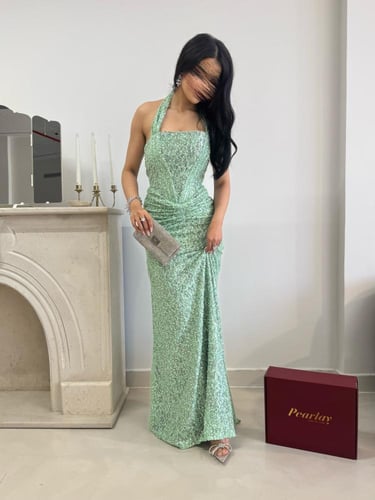 فستان بريق زمردي