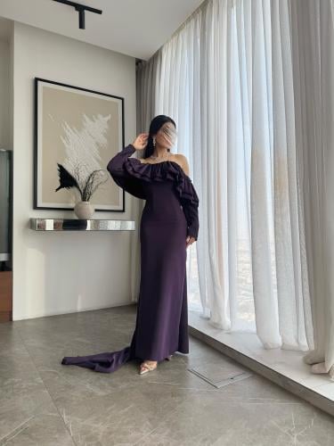 فستان سهره موف باكمام طويله