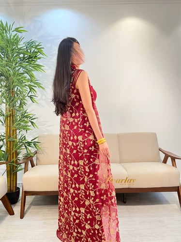 جلابية عنابي كت قطعتين