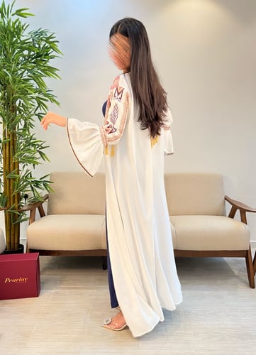 جلابية قطعتين كحلي وابيض