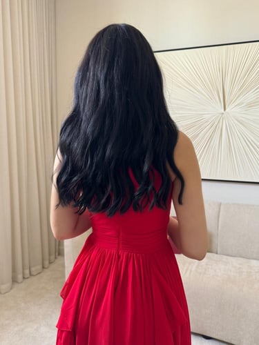 فستان احمر بورود