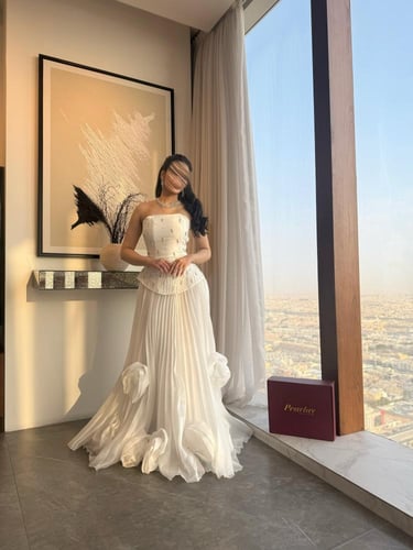 فستان سهره ابيض بكريستالات