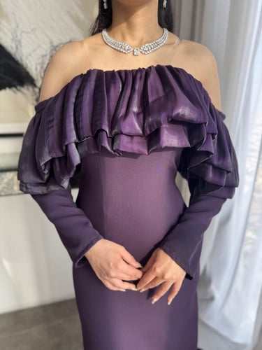 فستان سهره موف باكمام طويله