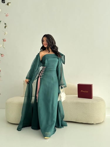 جلابيه رمضانيه اخضر وحبال وردي