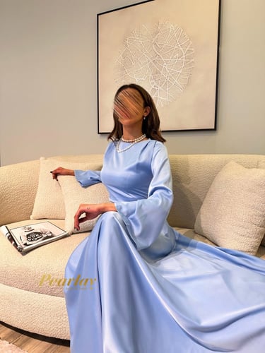 فستان سماوي حرير