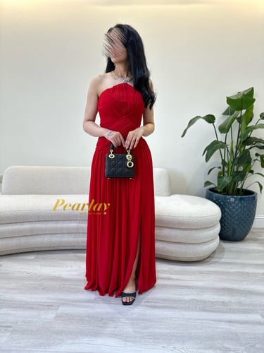 فستان شيفون احمر توب