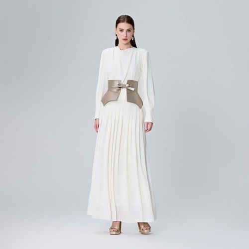 فستان شيفون مزين بحزام