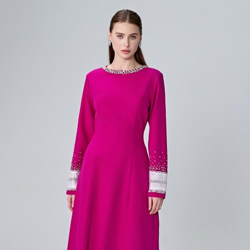 فستان بأكمام ترتر