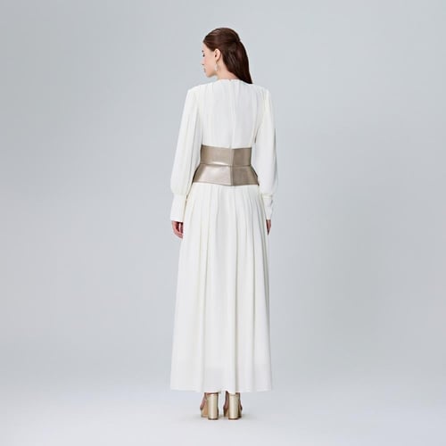 فستان شيفون مزين بحزام