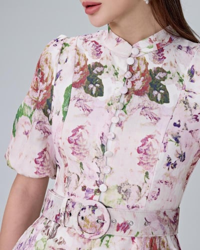 فستان مشجر بحزام