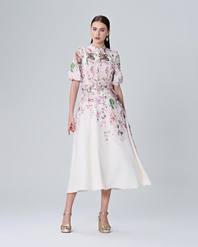 فستان مشجر بحزام