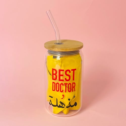 Best Doctor كوب زجاج مع مصاص