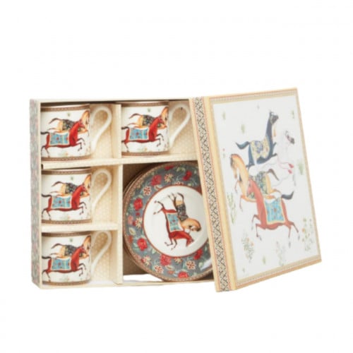 طقم 4 فناجين ايسبرسو مع صحون