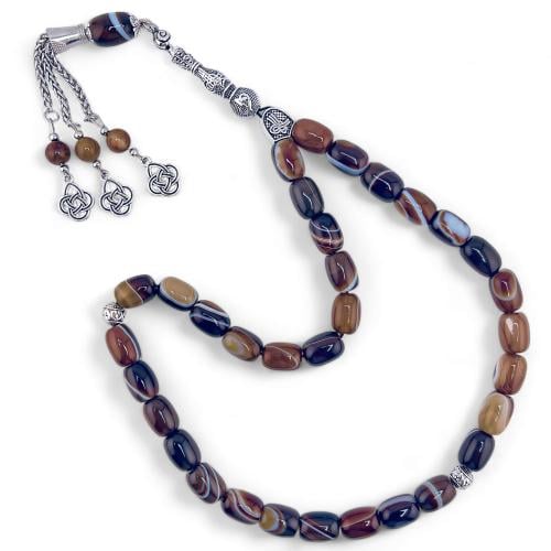 سبحة حجر عقيق سليماني طبيعي