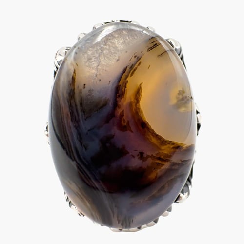 خاتم عقيق سليماني رجالي - مصاغ من الفضة عيار 925 -...