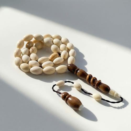 سبحة عظم جمل طبيعي فاخرة | يدوية مع شاهد وفواصل كو...