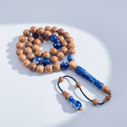 سبحة كوك طبيعي مع البكلايت بلون كحلي مخلوط - 10 مل...